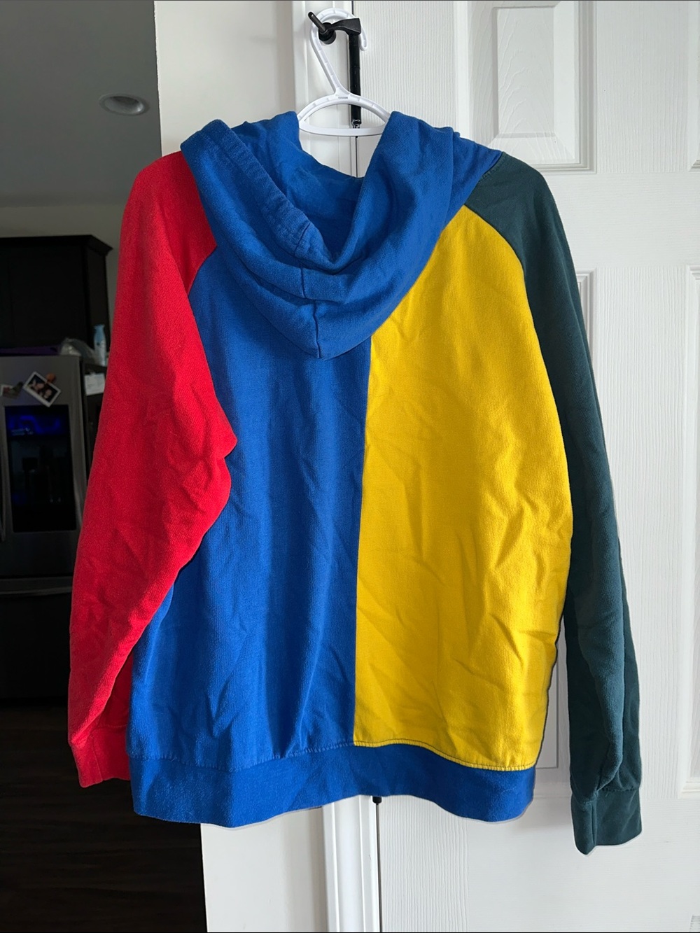 Men's Colorblock Hoodie Sweatshirt - Blue, Red, Yellow - Picture 4 of 6